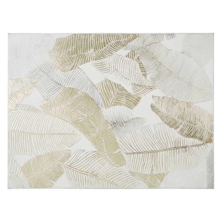 Maisons du Monde FAUSTINE - Lienzo blanco pintado y dorado 90x120