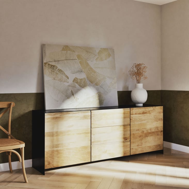 Maisons du Monde FAUSTINE - Lienzo blanco pintado y dorado 90x120 Rebajas