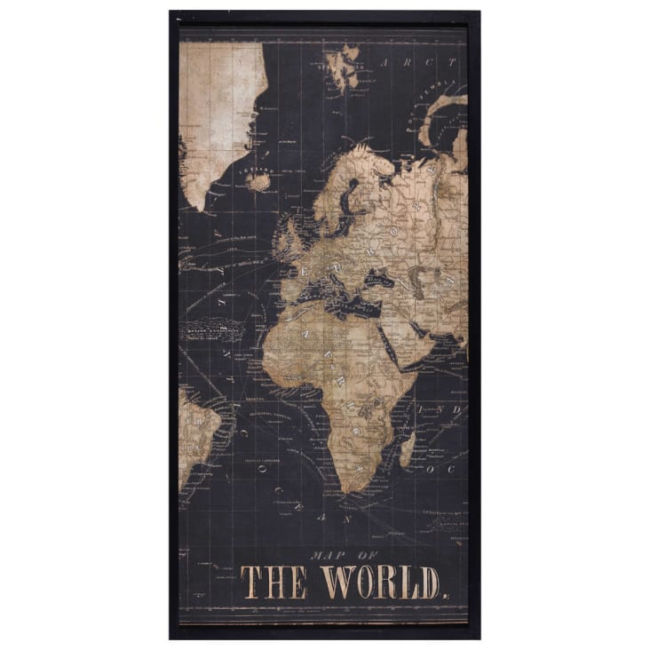 Maisons du Monde Explore - Cuadro tríptico mapa del mundo negro 180x120 Venta caliente
