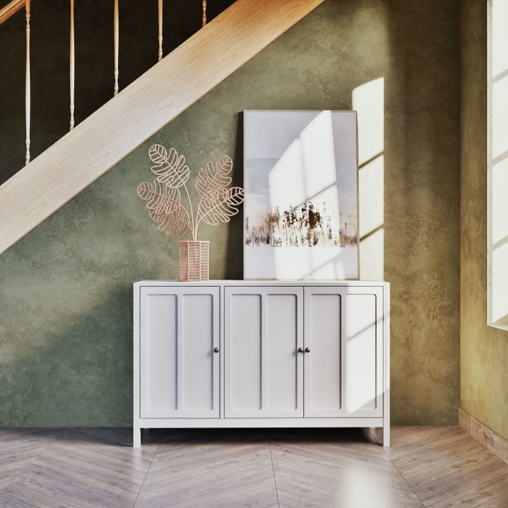 Maisons du Monde STEVENSON - Lienzo abstracto estampado y pintado en gris beige y dorado 63 x 93 cm En oferta