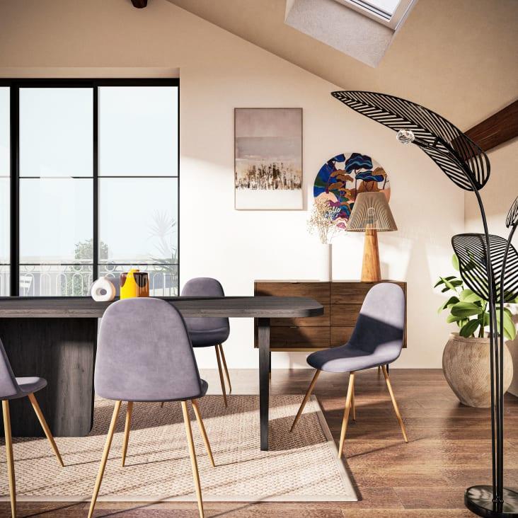 Maisons du Monde STEVENSON - Lienzo abstracto estampado y pintado en gris beige y dorado 63 x 93 cm En oferta
