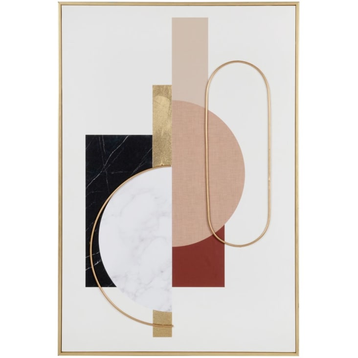 Maisons du Monde ALBANESI - Lienzo con estampado abstracto dorado rosa crudo y gris 41 x 60