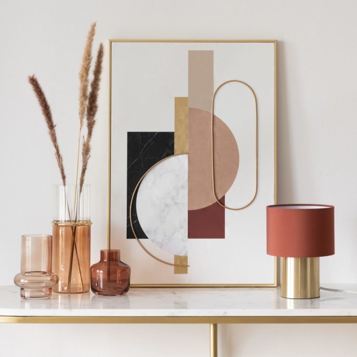 Maisons du Monde ALBANESI - Lienzo con estampado abstracto dorado rosa crudo y gris 41 x 60 Tienda
