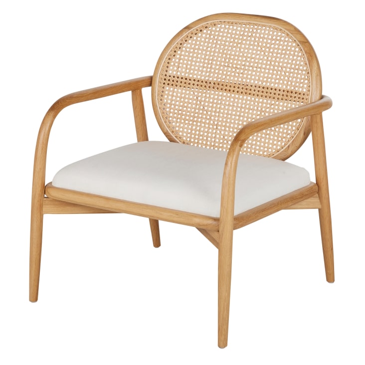 Maisons du Monde Linette - Sillón de rejilla de ratán y tela color crudo Envío gratis