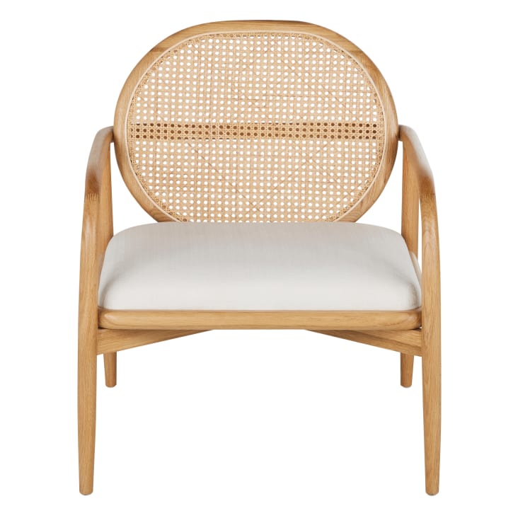Maisons du Monde Linette - Sillón de rejilla de ratán y tela color crudo Envío gratis