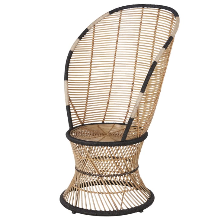 Maisons du Monde Totem - Sillón de ratán y acero de beige y negro Oferta especial