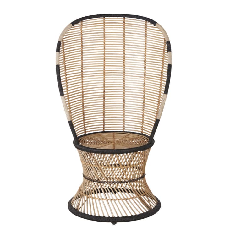 Maisons du Monde Totem - Sillón de ratán y acero de beige y negro Oferta especial