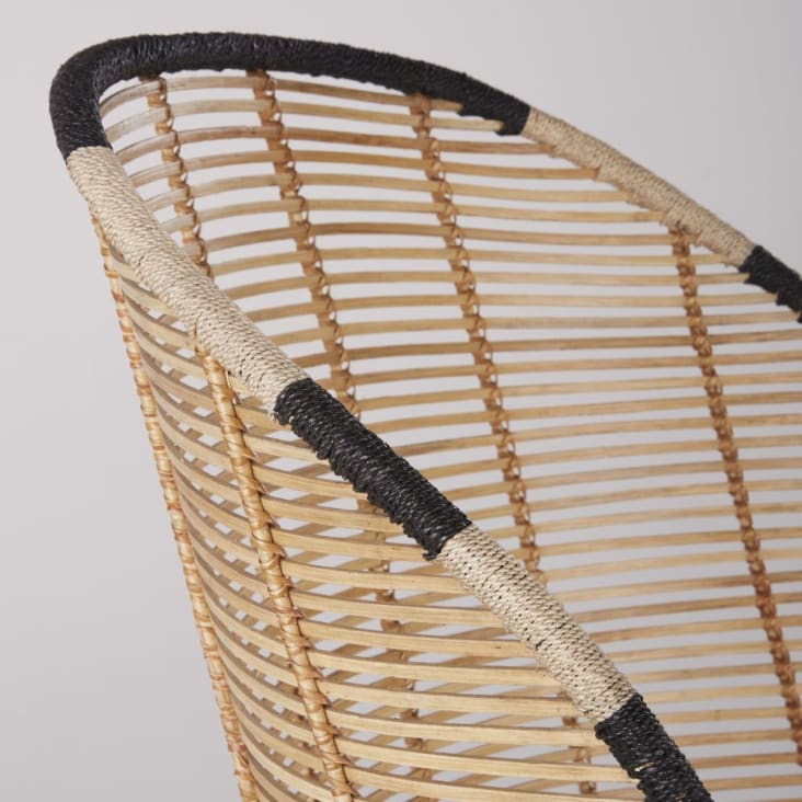 Maisons du Monde Totem - Sillón de ratán y acero de beige y negro Oferta especial