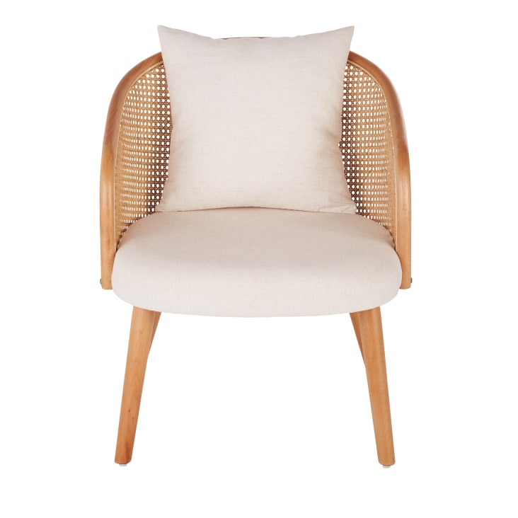 Maisons du Monde Sockette - Sillón de rejilla de ratán y tela color crudo Envío gratis