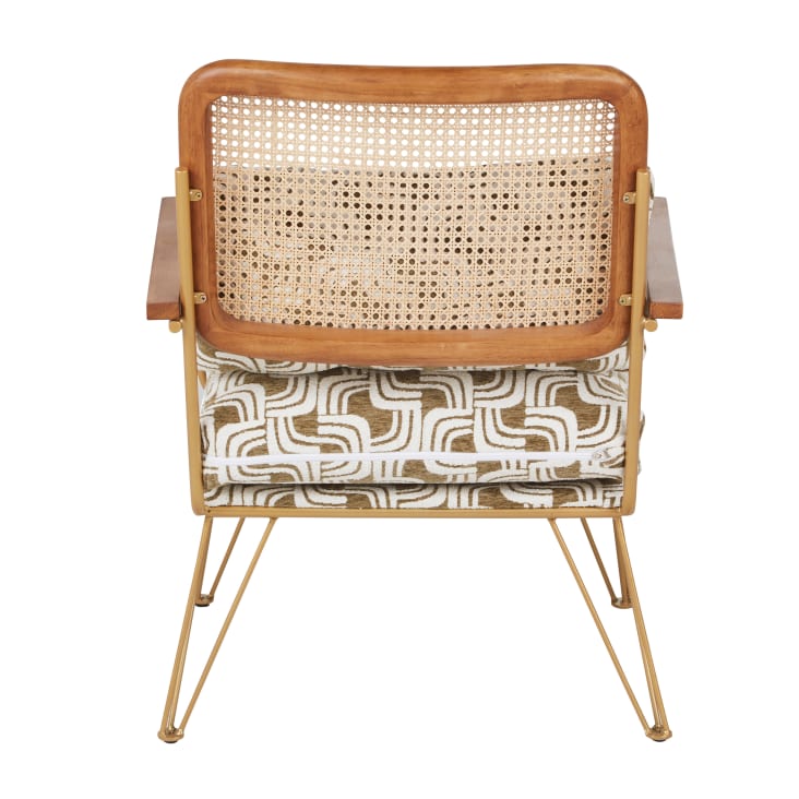 Maisons du Monde Rosalie - Sillón beige y caqui rejilla de ratán y patas de acero dorado ÚLTIMAS EDICIONES