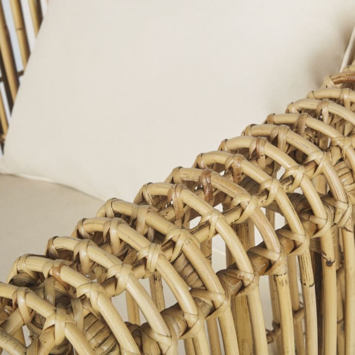 Maisons du Monde Lawson Business - Sillón profesional de ratán y cojines de color crudo Últimos 2 días