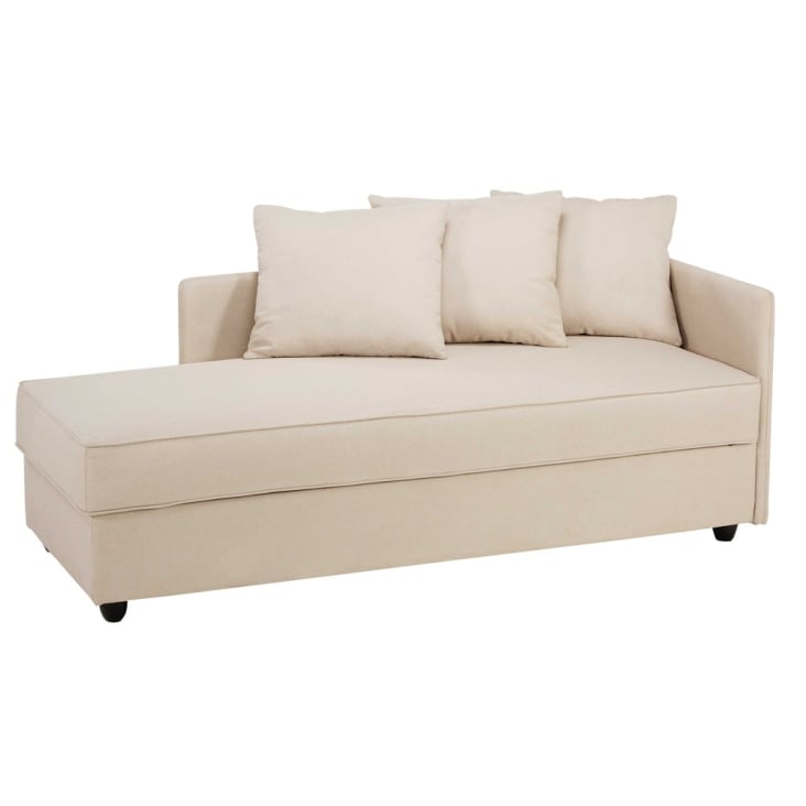 Maisons du Monde Cléa - Chaise longue con almacenaje de tela beige Último día