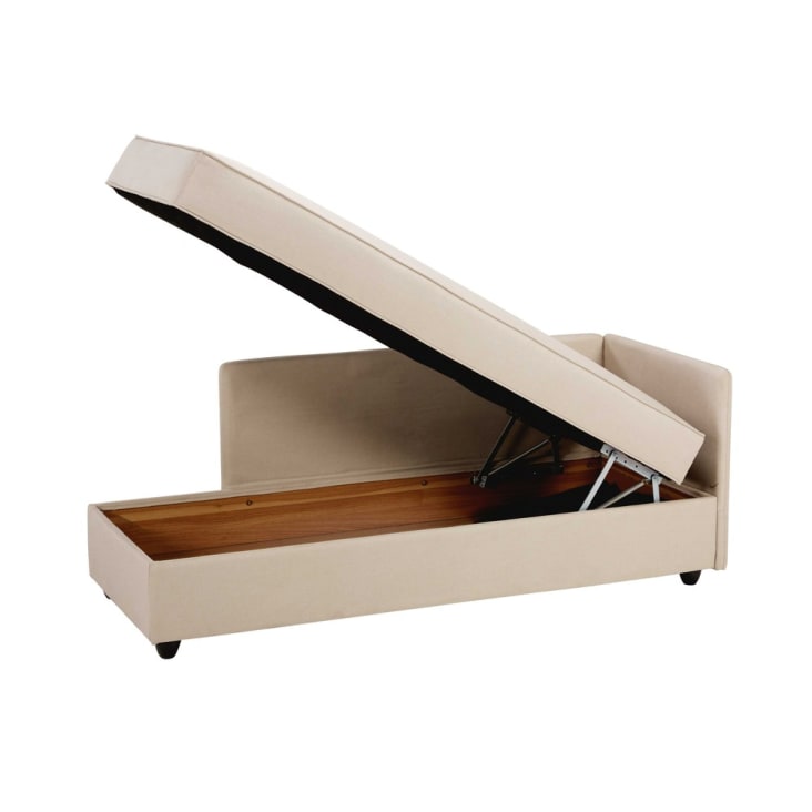 Maisons du Monde Cléa - Chaise longue con almacenaje de tela beige Último día