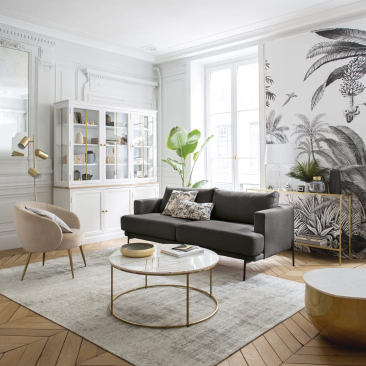 Maisons du Monde Papel pintado no tejido con estampado de jungla en blanco y negro 350x300 Precio de fábrica