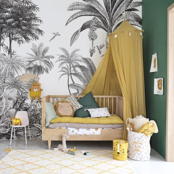 Maisons du Monde Papel pintado no tejido con estampado de jungla en blanco y negro 350x300 Precio de fábrica
