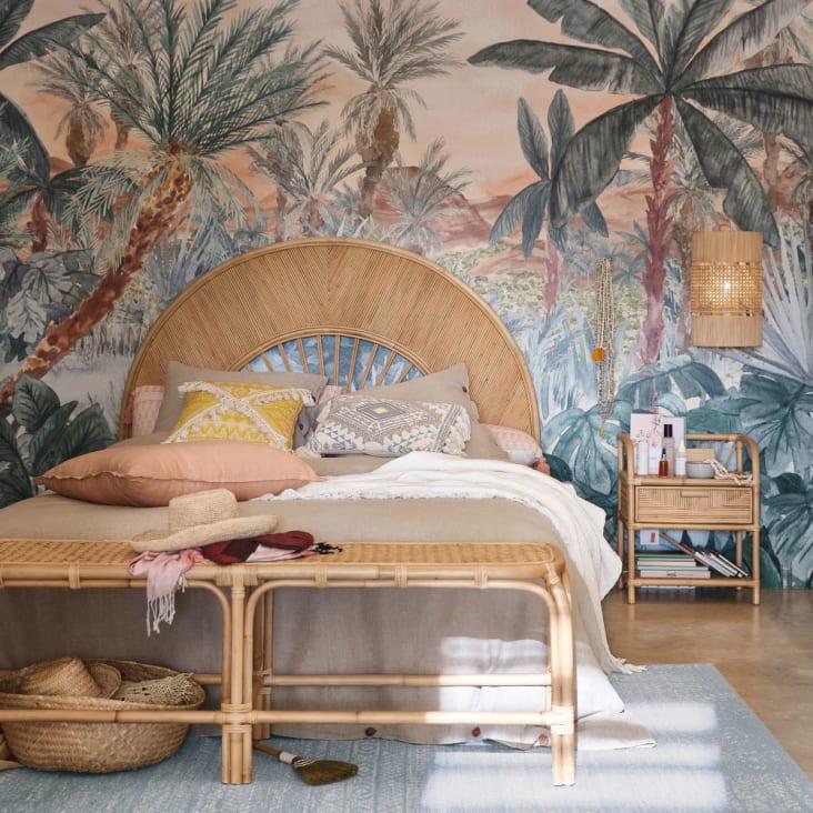 Maisons du Monde TANGER - Papel pintado no tejido con estampado de jungla verde rosa y marrón 300 x 384 Promoción por tiempo limitado