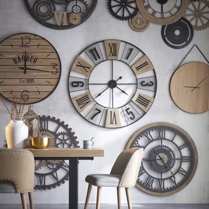 Maisons du Monde Hipster - Reloj industrial bicolor 145x109 cm Grandes descuentos