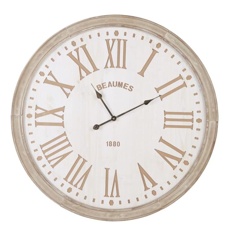 Maisons du Monde ALES - Reloj grabado blanco y beige D. 90 Liquidación