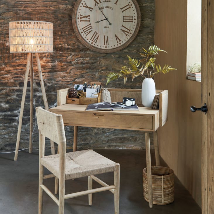 Maisons du Monde ALES - Reloj grabado blanco y beige D. 90 Liquidación