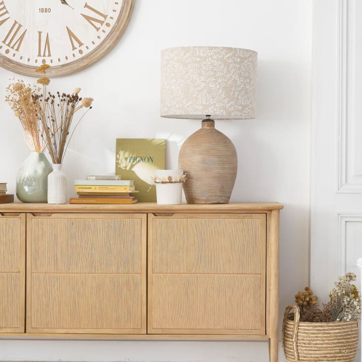 Maisons du Monde ALES - Reloj grabado blanco y beige D. 90 Liquidación