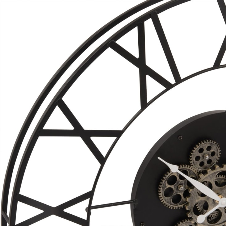 Maisons du Monde ROBY - Reloj con calendario y engranajes de metal negro D.70 En oferta