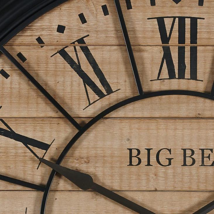 Maisons du Monde Edvin - Reloj de abeto y metal negro D.100 Oferta exclusiva