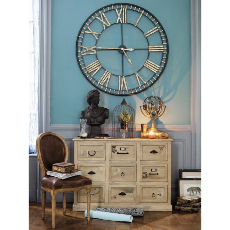 Maisons du Monde La Vallière - Reloj negro de metal D.120 Descuento por venta flash