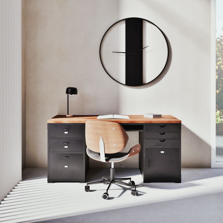 Maisons du Monde BRAD - Reloj de metal negro D. 100 Ofertas especiales