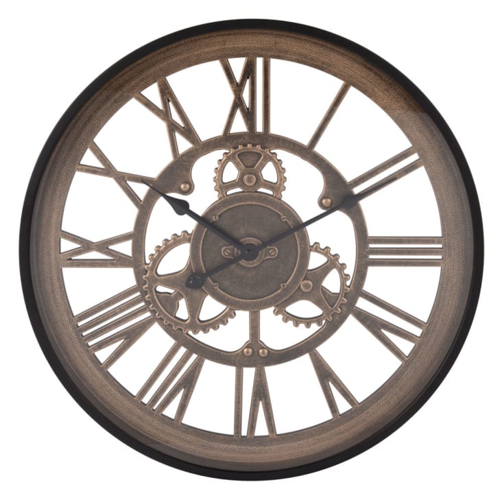 Maisons du Monde RENO - Reloj de engranajes negro y marrón D.46