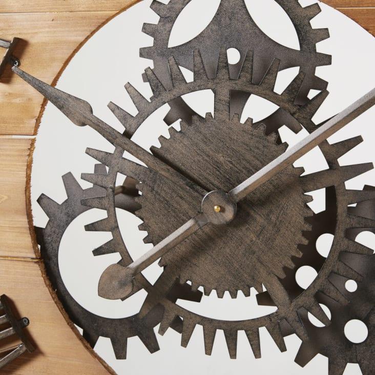 Maisons du Monde Scott - Reloj de engranajes de abeto y metal negro D.89 Rebajas de fin de temporada