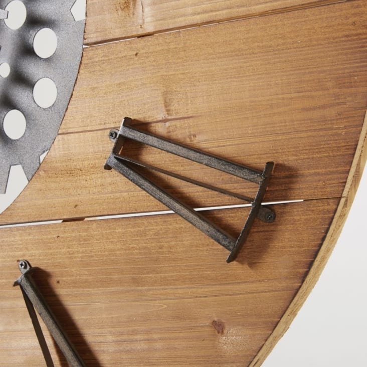 Maisons du Monde Scott - Reloj de engranajes de abeto y metal negro D.89 Rebajas de fin de temporada