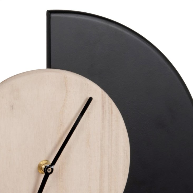 Maisons du Monde KAMINA - Reloj de madera de paulonia beige y metal negro 36 x 35 En línea