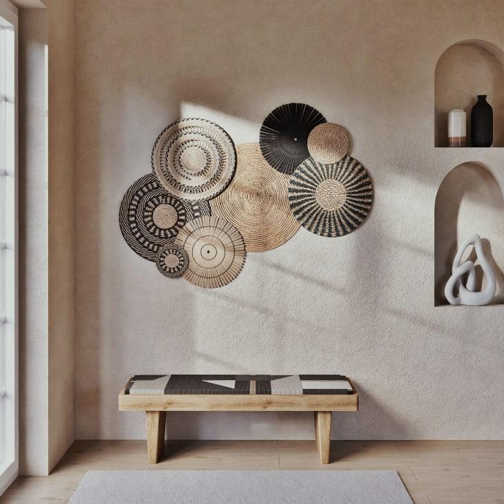 Maisons du Monde Thomy - Decoración de pared de fibras naturales beige y negro 140x92 Rebajas