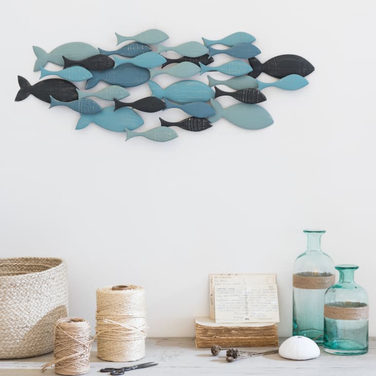Maisons du Monde LUCIA - Decoración de pared banco de peces de metal 71x26 Venta caliente