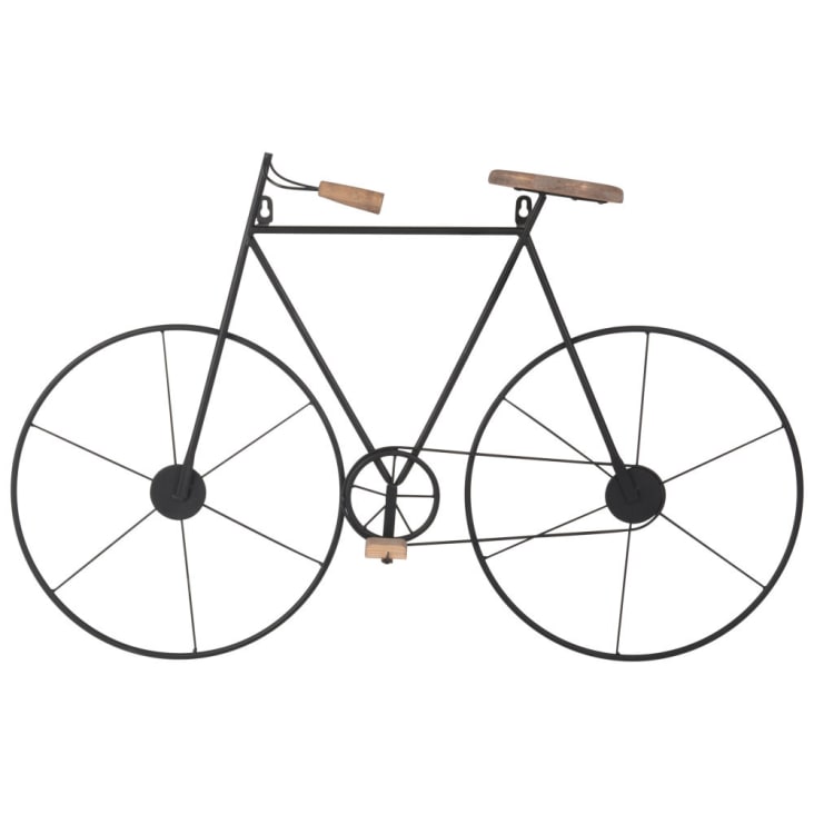Maisons du Monde Decoración de pared bicicleta de abeto y metal negro 76x50