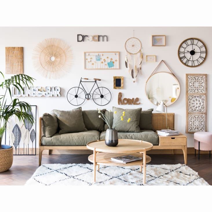 Maisons du Monde Decoración de pared bicicleta de abeto y metal negro 76x50 Tienda