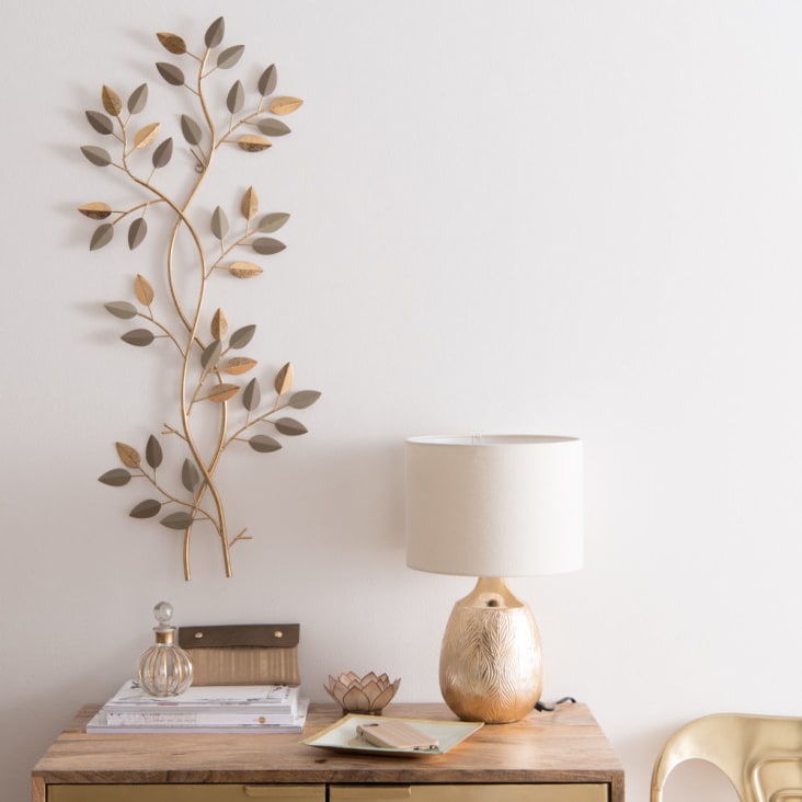 Maisons du Monde LIVIA - Decoración de pared ramas de metal dorado 37x85 Tienda