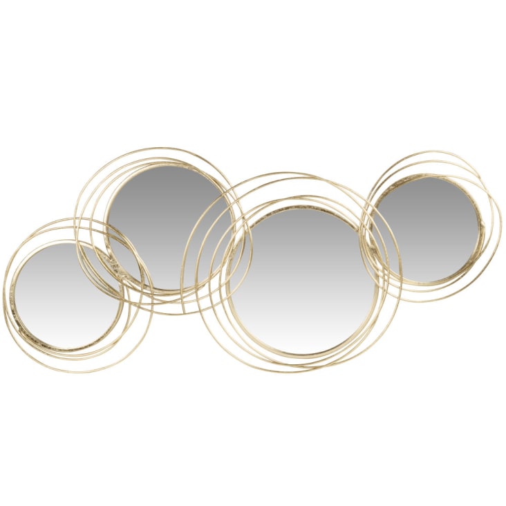 Maisons du Monde KEMAL - Decoración de pared de metal dorado y espejos 90x40