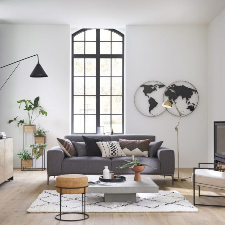 Maisons du Monde CLEVELAND - Decoración de pared mapa del mundo de metal negro 143x79 Rebajas online