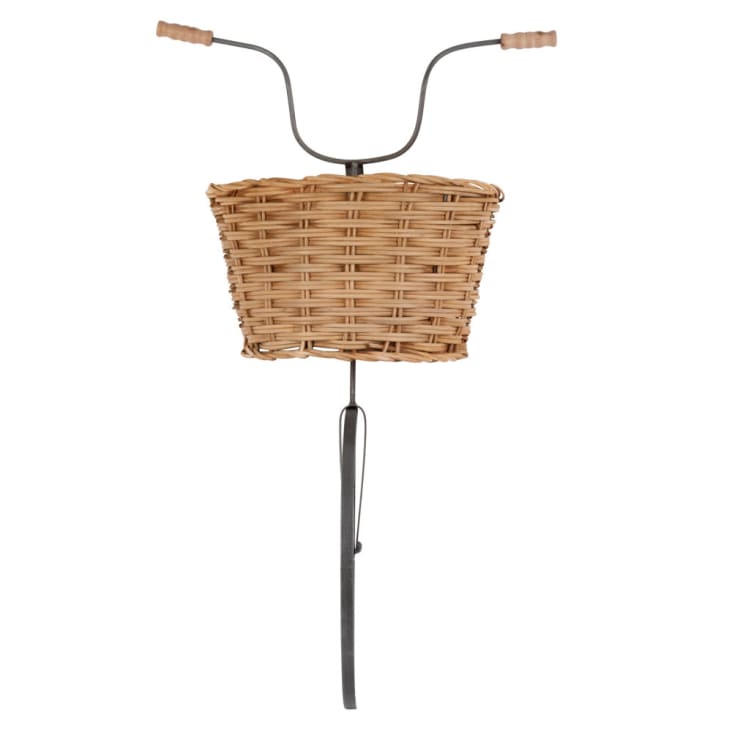 Maisons du Monde CITY BIKE - Decoración de pared bicicleta de metal negro y ratán 40x63