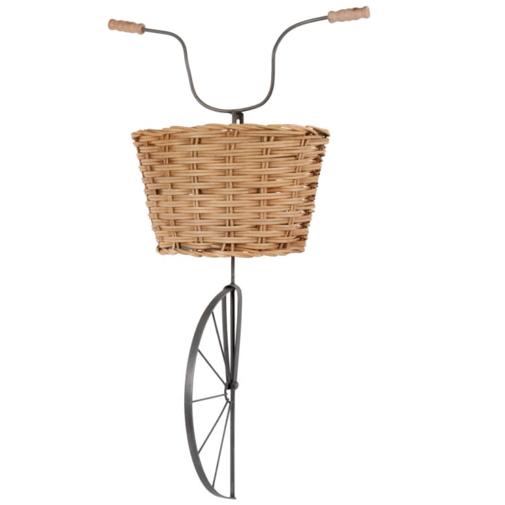 Maisons du Monde CITY BIKE - Decoración de pared bicicleta de metal negro y ratán 40x63 Rebajas top