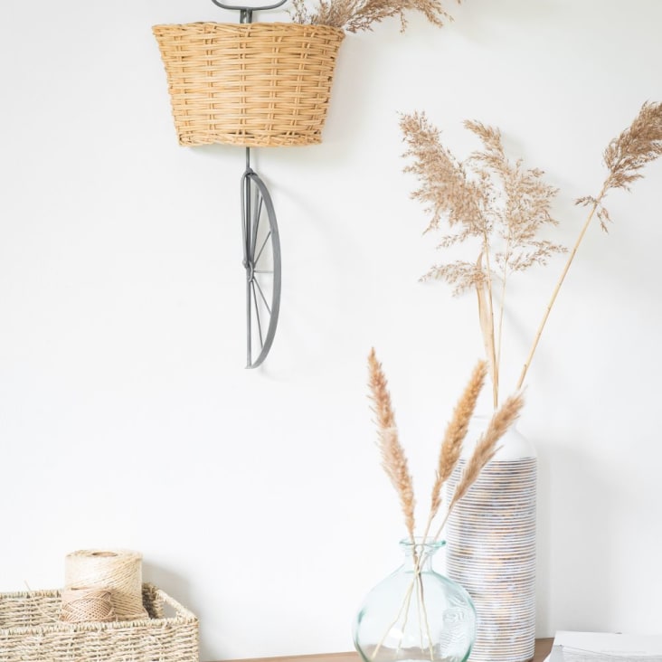 Maisons du Monde CITY BIKE - Decoración de pared bicicleta de metal negro y ratán 40x63 Rebajas top
