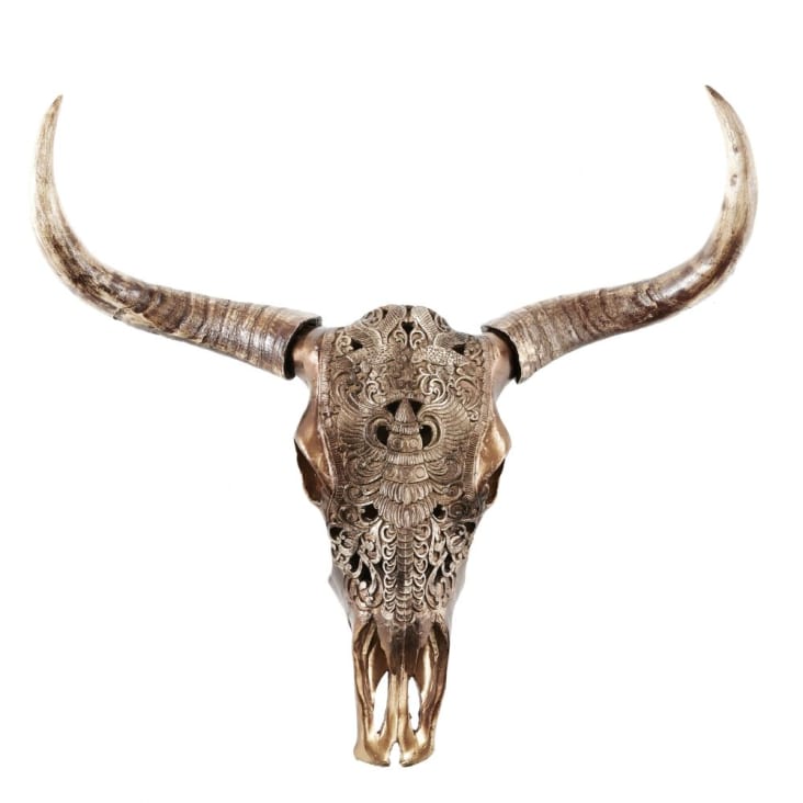 Maisons du Monde Wild - Trofeo de pared de cabeza de búfalo esculpido marrón 73x73