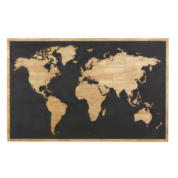 Maisons du Monde MAPOS - Decoración de pared de mapamundi de madera de mango bicolor 139 x 90 COMPRAR AHORA