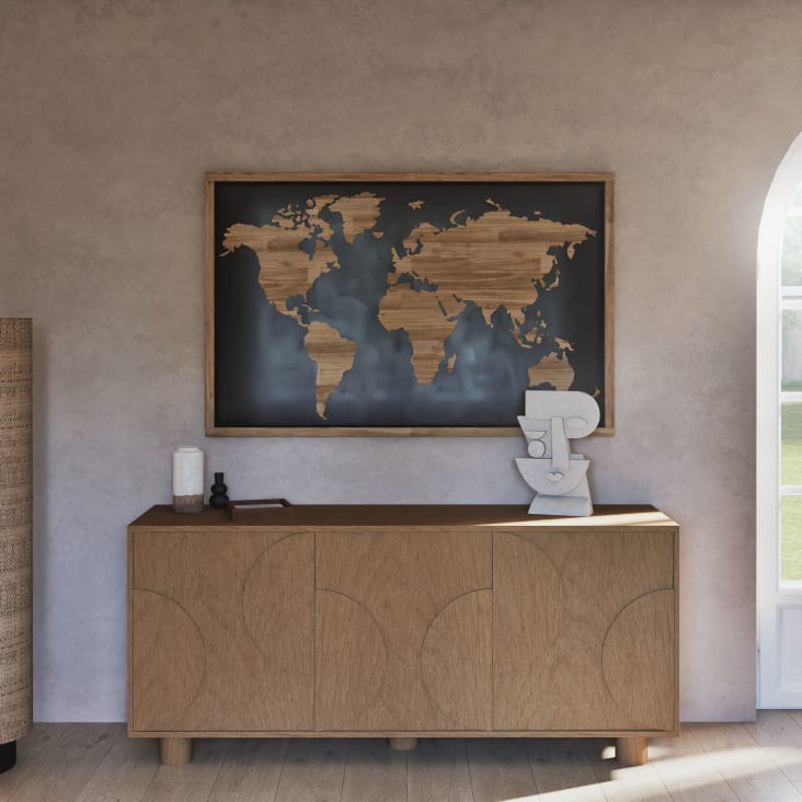 Maisons du Monde MAPOS - Decoración de pared de mapamundi de madera de mango bicolor 139 x 90 COMPRAR AHORA