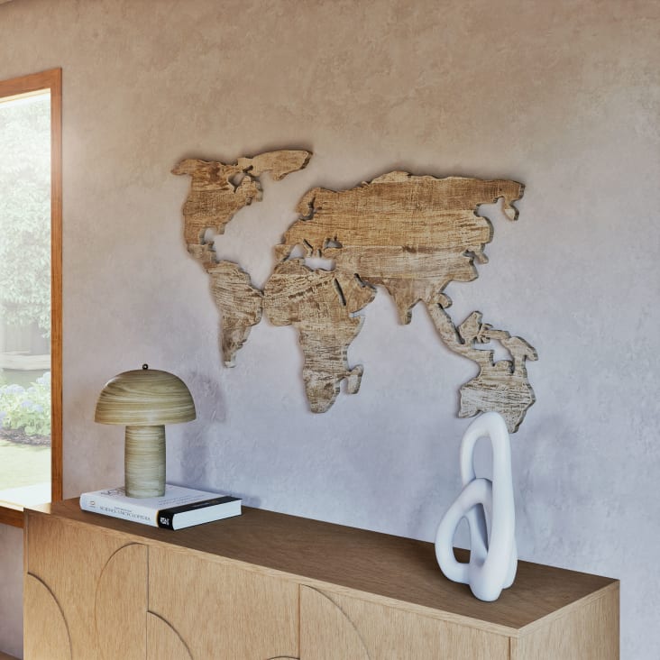 Maisons du Monde ALVI - Mapamundi decorativo de madera de mango tallada 132 x 76 Últimos 2 días