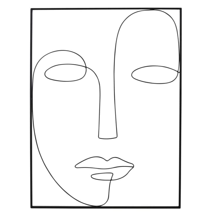 Maisons du Monde BADI - Decoración de pared con rostro de alambre de metal negro 73x100