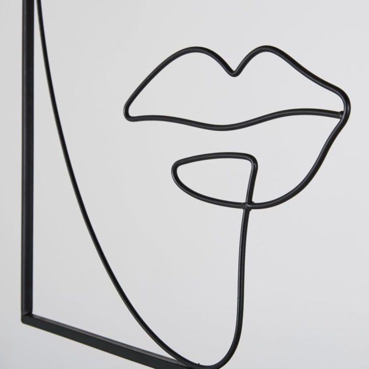 Maisons du Monde BADI - Decoración de pared con rostro de alambre de metal negro 73x100 Precio de fábrica