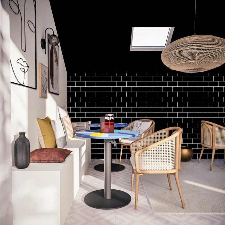 Maisons du Monde BADI - Decoración de pared con rostro de alambre de metal negro 73x100 Precio de fábrica