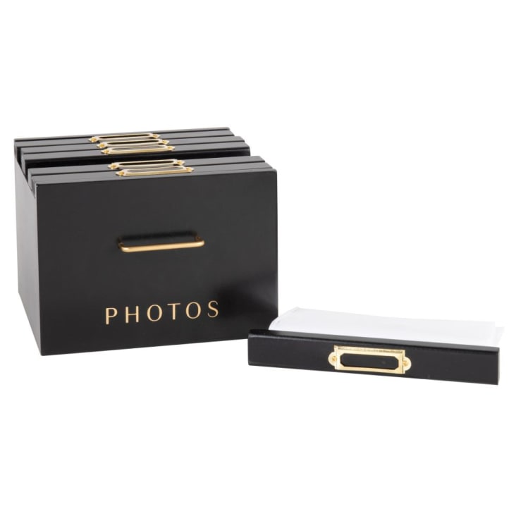 Maisons du Monde Caja para fotos con 6 álbumes negra y dorada Limitado a 3 días